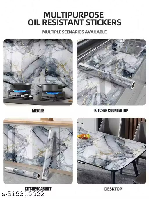 sky Self Adhesive Wallpaper PVC Bathroom Wall Stickers Contact Paper Kitchen cabinets Marble Wallpaper Oil Proof Waterproof Floor Tiles Stickers Waterproof Wall Paper for Home and Kitchen Decor (60 x 200 cm)( PACK OF 1 )
