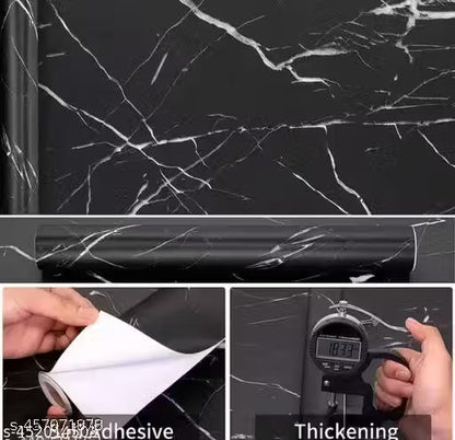 Black Marble foil Sheet for Kitchen, Kitchen Wallpaper Vinyl Sheet, Oil Proof and Waterproof Wallpaper for Kitchen, Kitchen Wall Stickers Heat Resistant (SIZE : 60*200 CM)