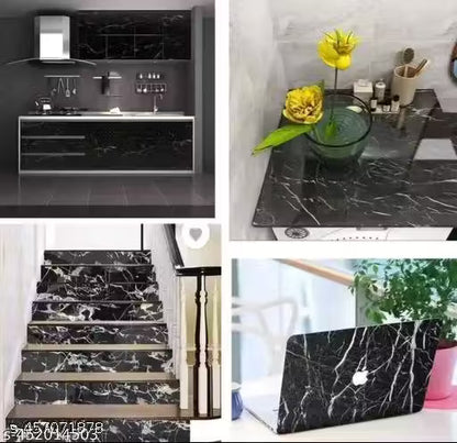 Black Marble foil Sheet for Kitchen, Kitchen Wallpaper Vinyl Sheet, Oil Proof and Waterproof Wallpaper for Kitchen, Kitchen Wall Stickers Heat Resistant (SIZE : 60*200 CM)