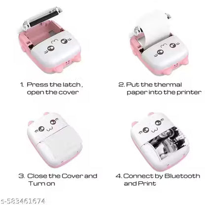 Mini Thermal Printer Inkless Rechargeable Printer For Notes/Label/List/Memo Print , Bluetooth Printer